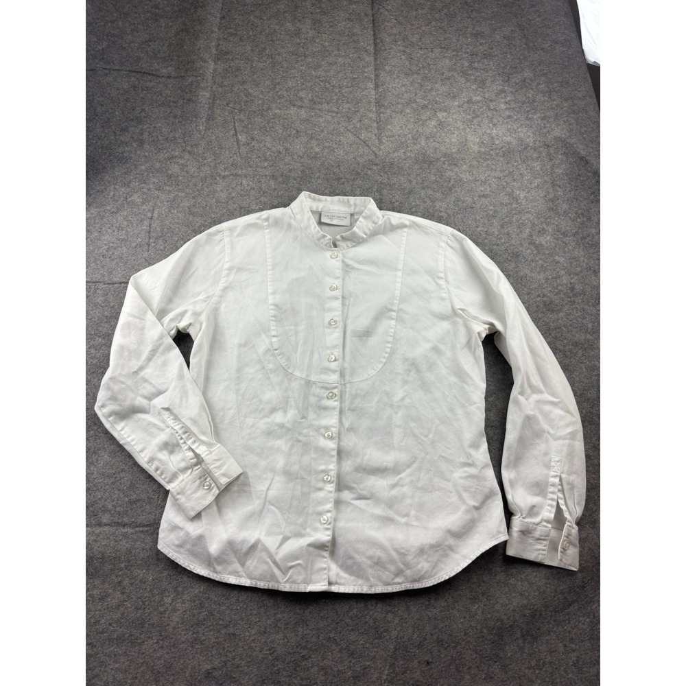 Liz Claiborne LizSport VTG Preppy Classy Button-Down Bib Shirt Women's Petite PS